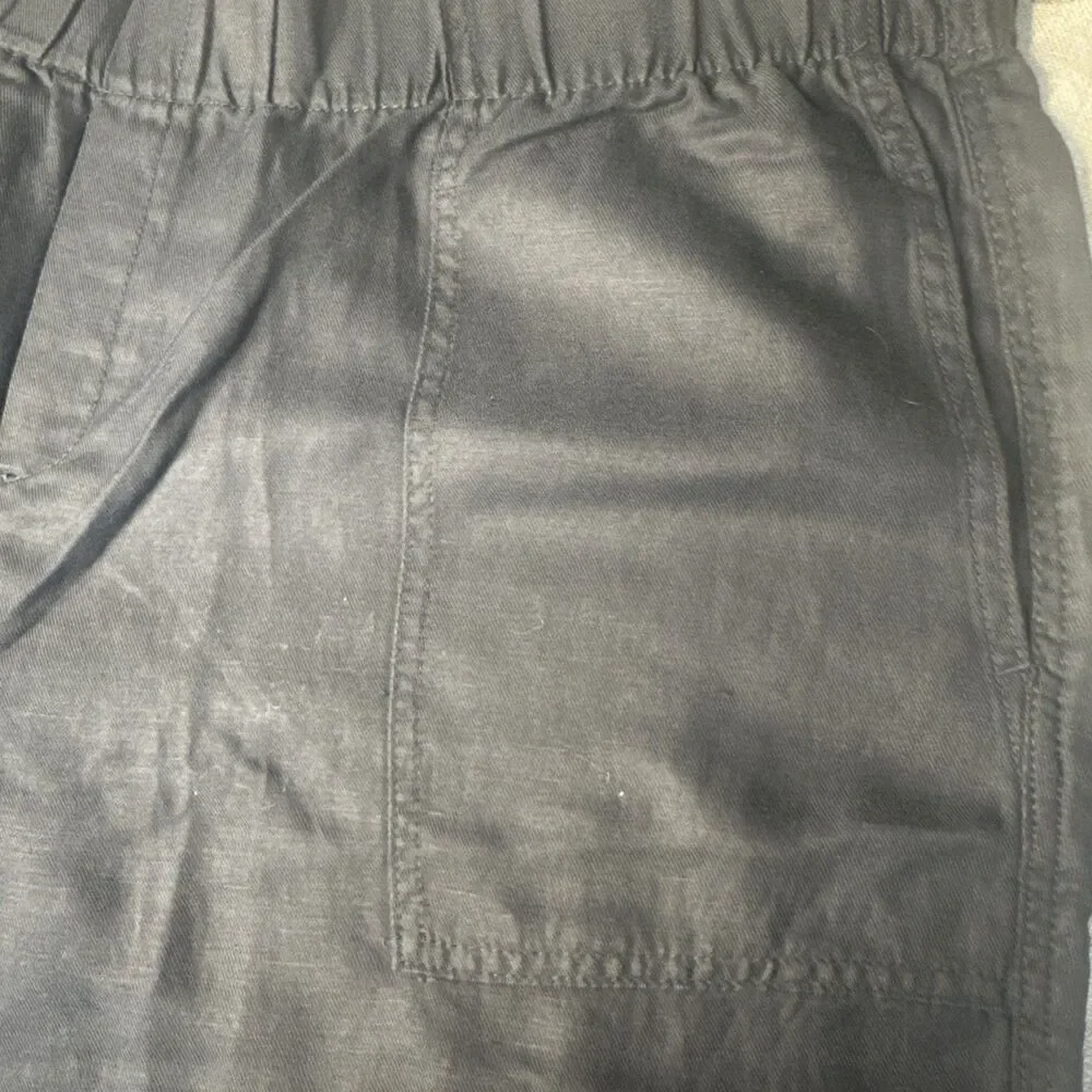 Banana Republic Linen Blend Tapered Crop Pull-On Pant - XXL - BLACK